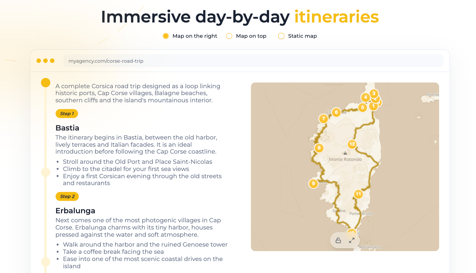 Preview of a Trip Itinerary map with a custom map style