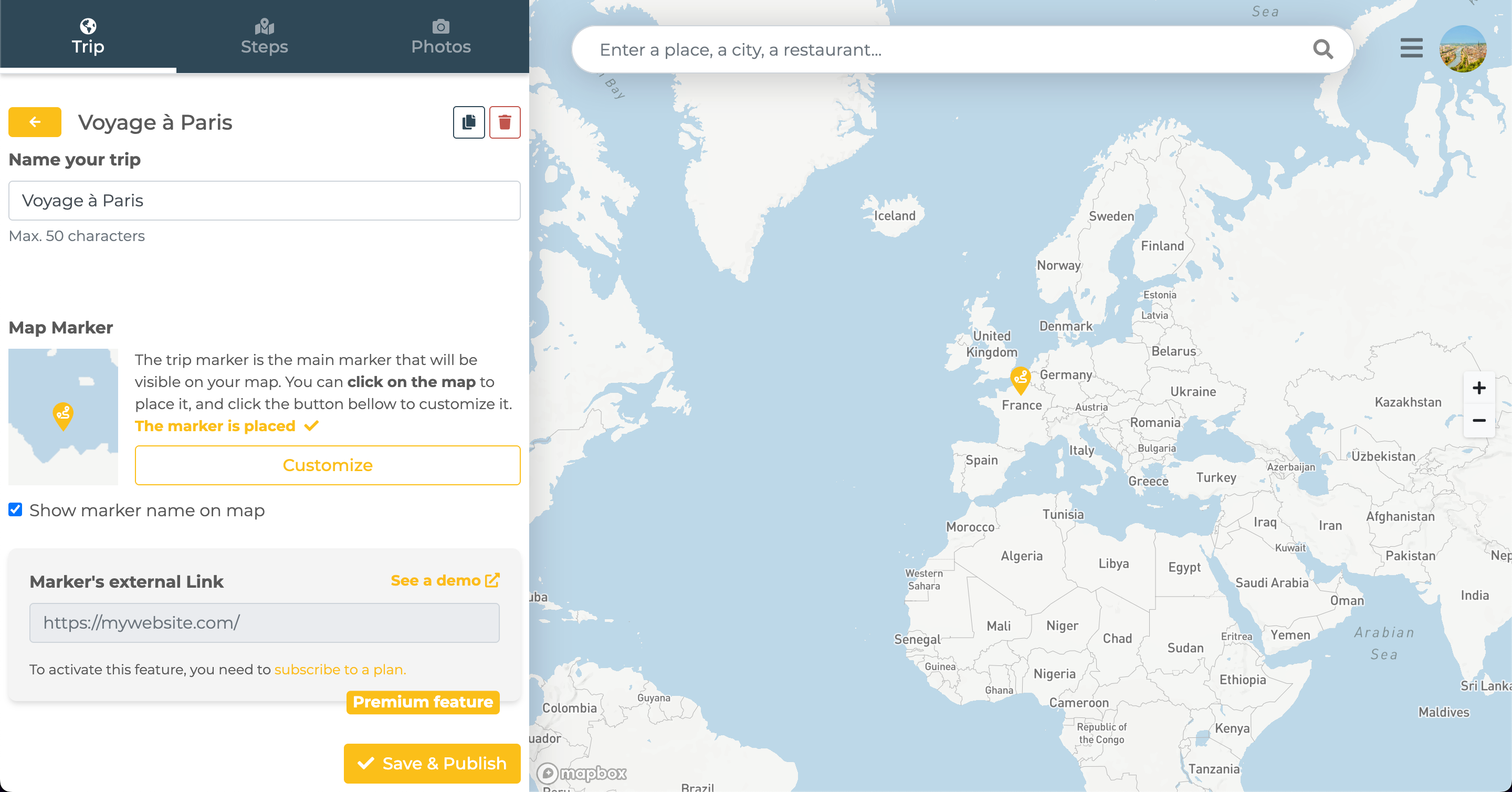 Choose the trip name