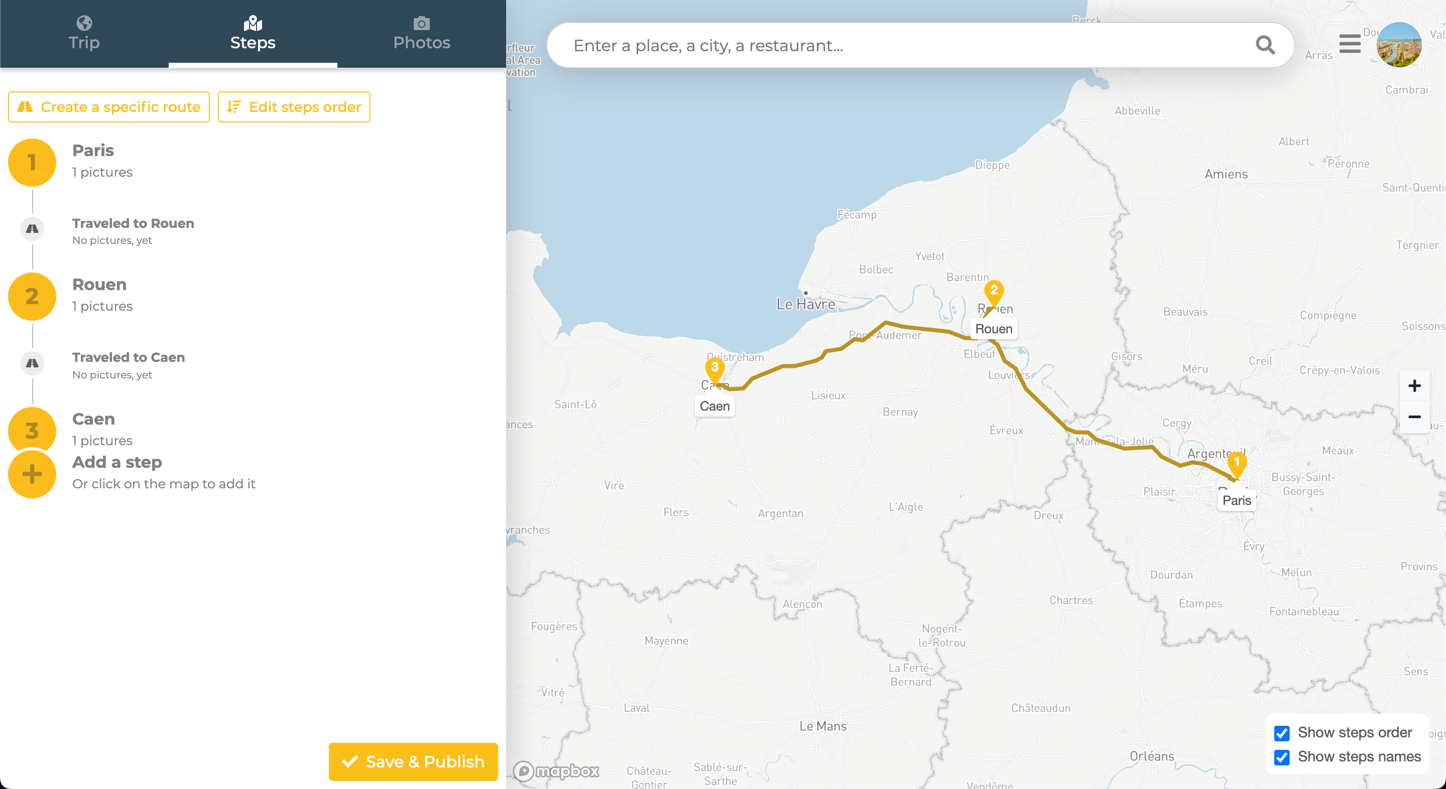Add trip steps route