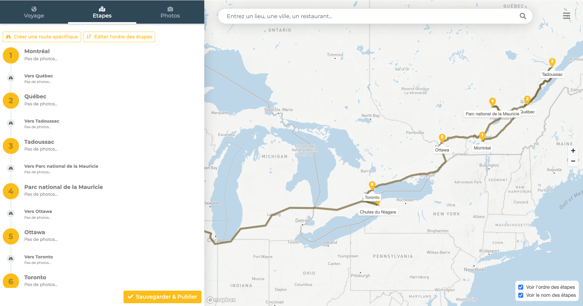 Example of route generation