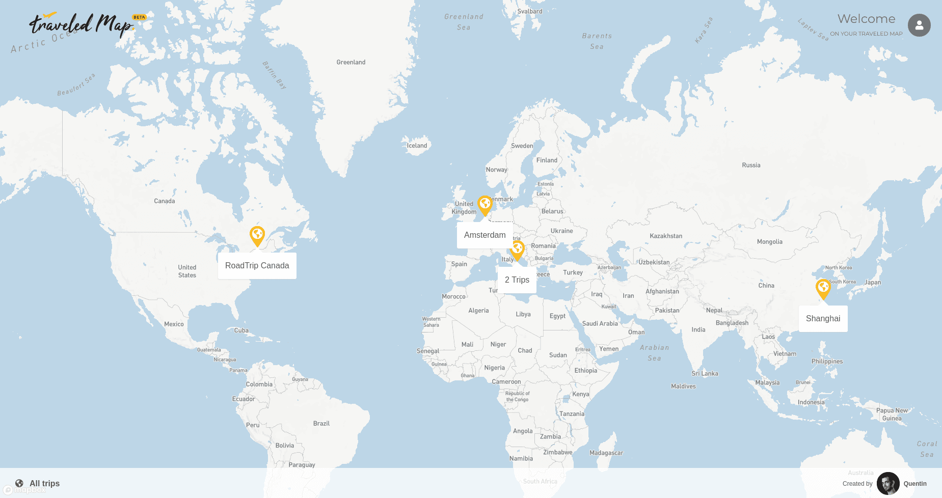 Demonstration traveledmap with markers and cluster markers