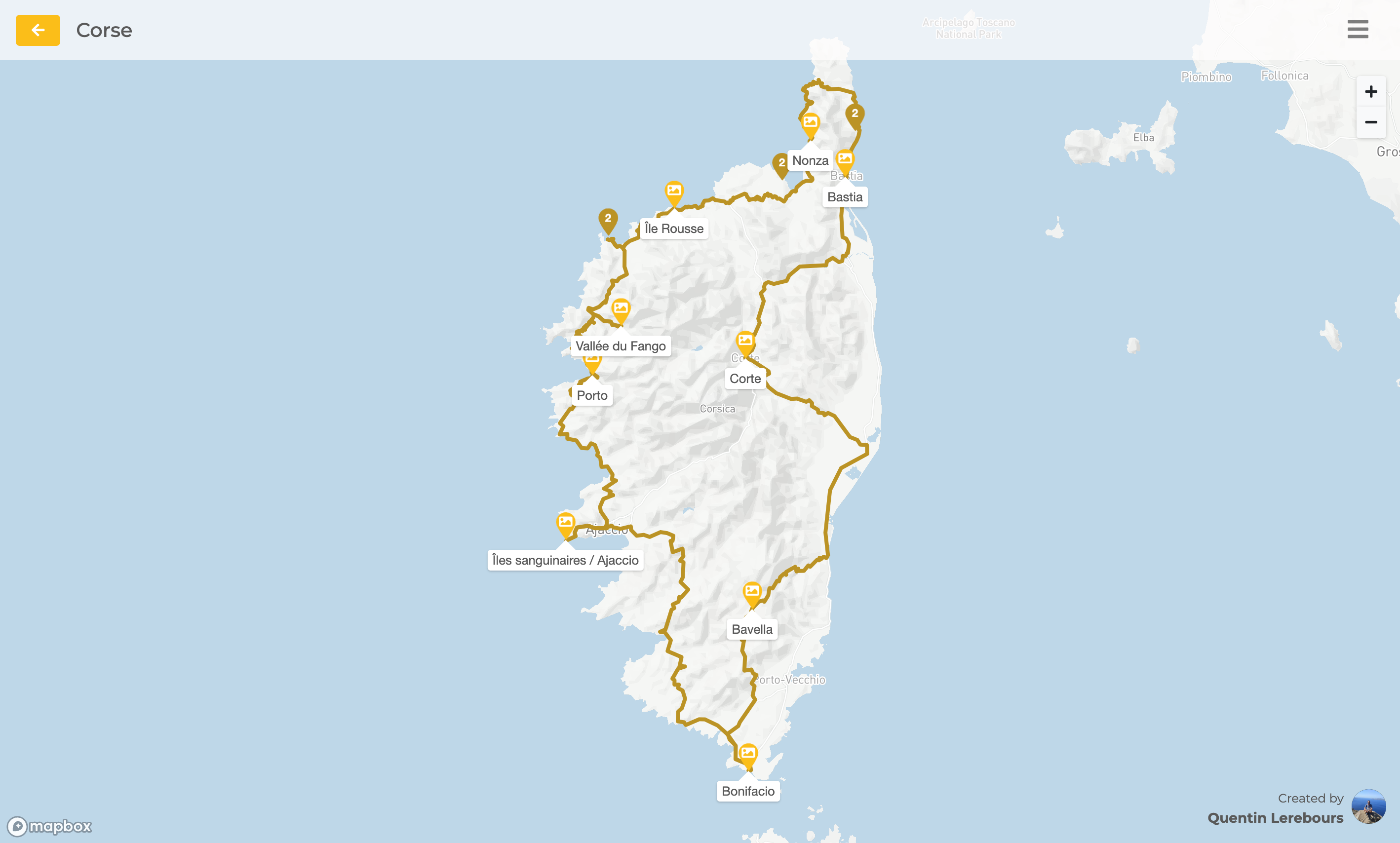 View the steps of the trip, city visited, roads ...